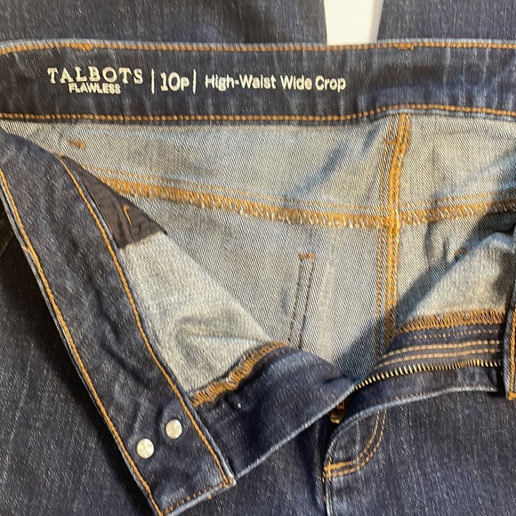 Talbots Flawless High-Waist Wide Crop Denim Jeans Size 10 Petite Pockets Buttons - Picture 8 of 13